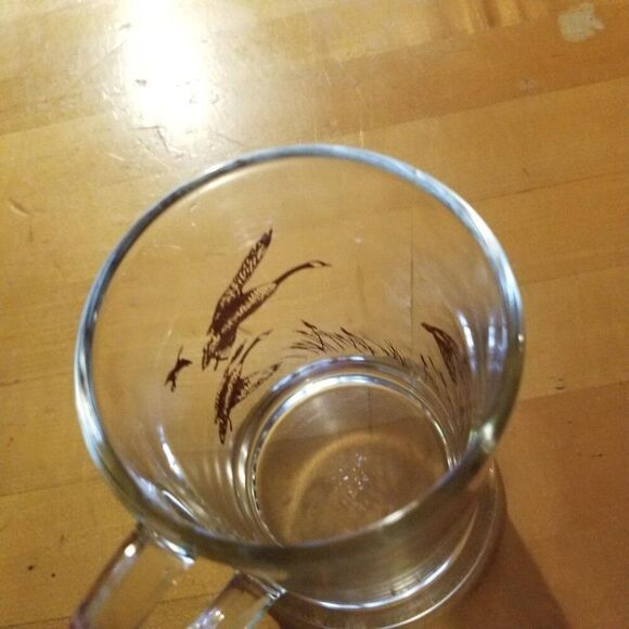 Vintage 80s Avon Clear Glass Brown Canadian Geese Beer Stein Mug - Picture 4 of 7